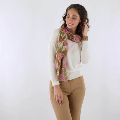 Pink Floral Featherweight Scarf