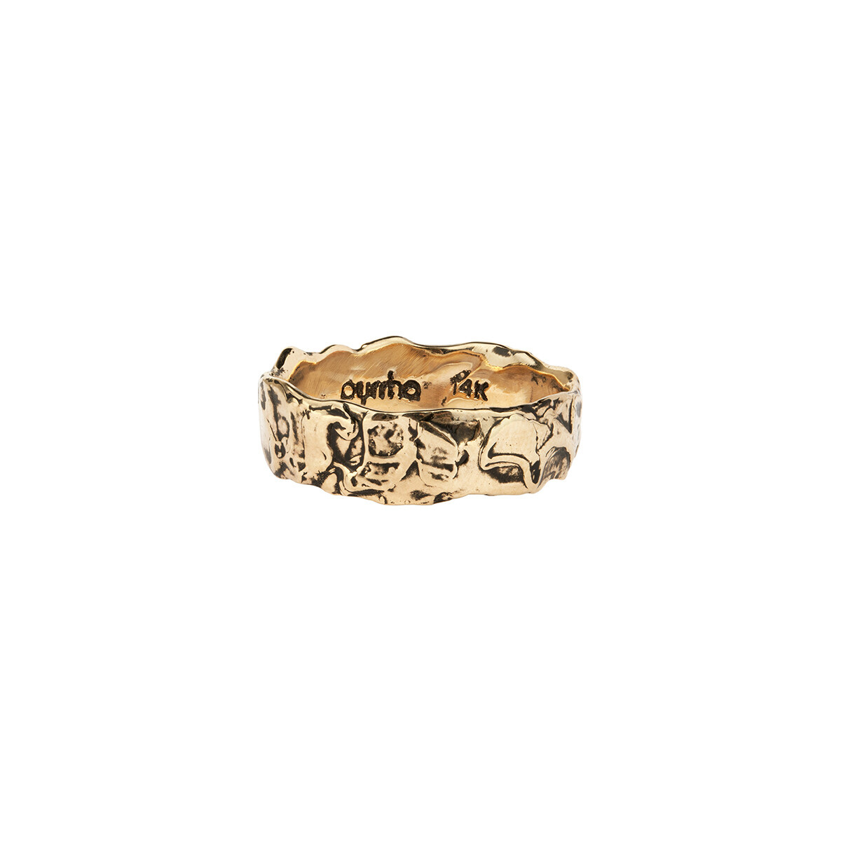 14Kt PYRRAH Wide Texture Band Ring 14Kt PYRRAH Wide Texture Band Ring