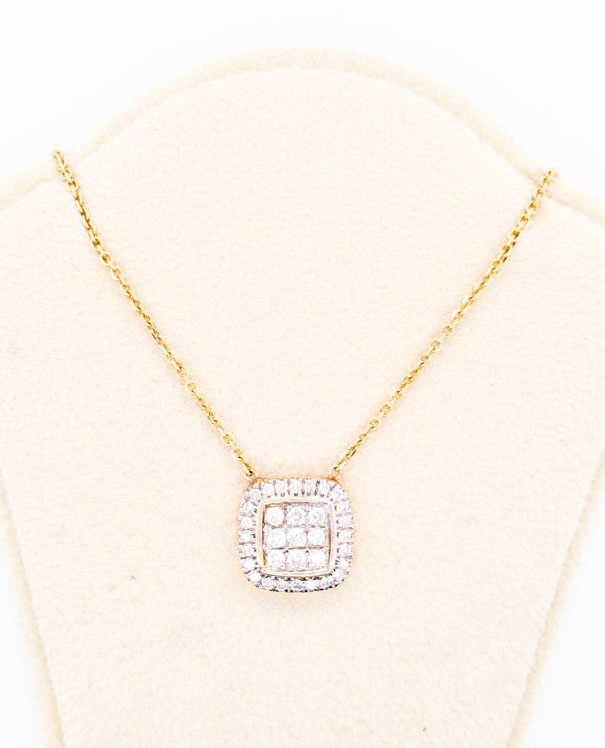 800-100-201203 14kt Diamond square necklace with gold chain 800-100-201203 14kt Diamond square necklace with gold chain