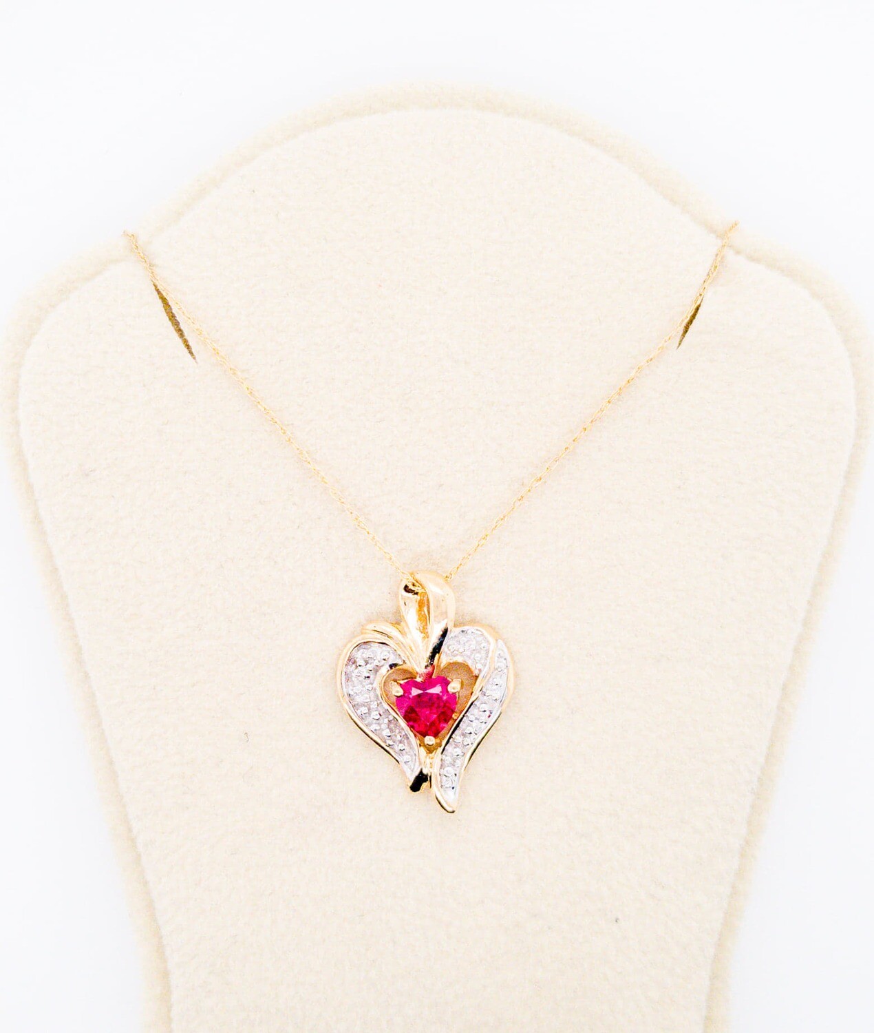800-100-201203 Ruby and Diamond Heart Necklace with fine chain 800-100-201203 Ruby and Diamond Heart Necklace with fine chain