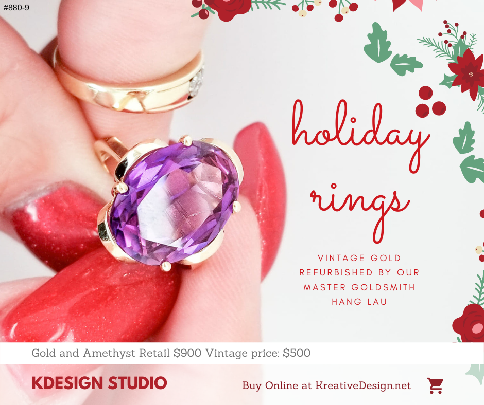 880-9 Vintage Large Amethyst Ring R500 880-9 Vintage Large Amethyst Ring R500
