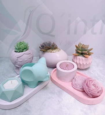 Duo de macetas geométricas de 8 cm con base