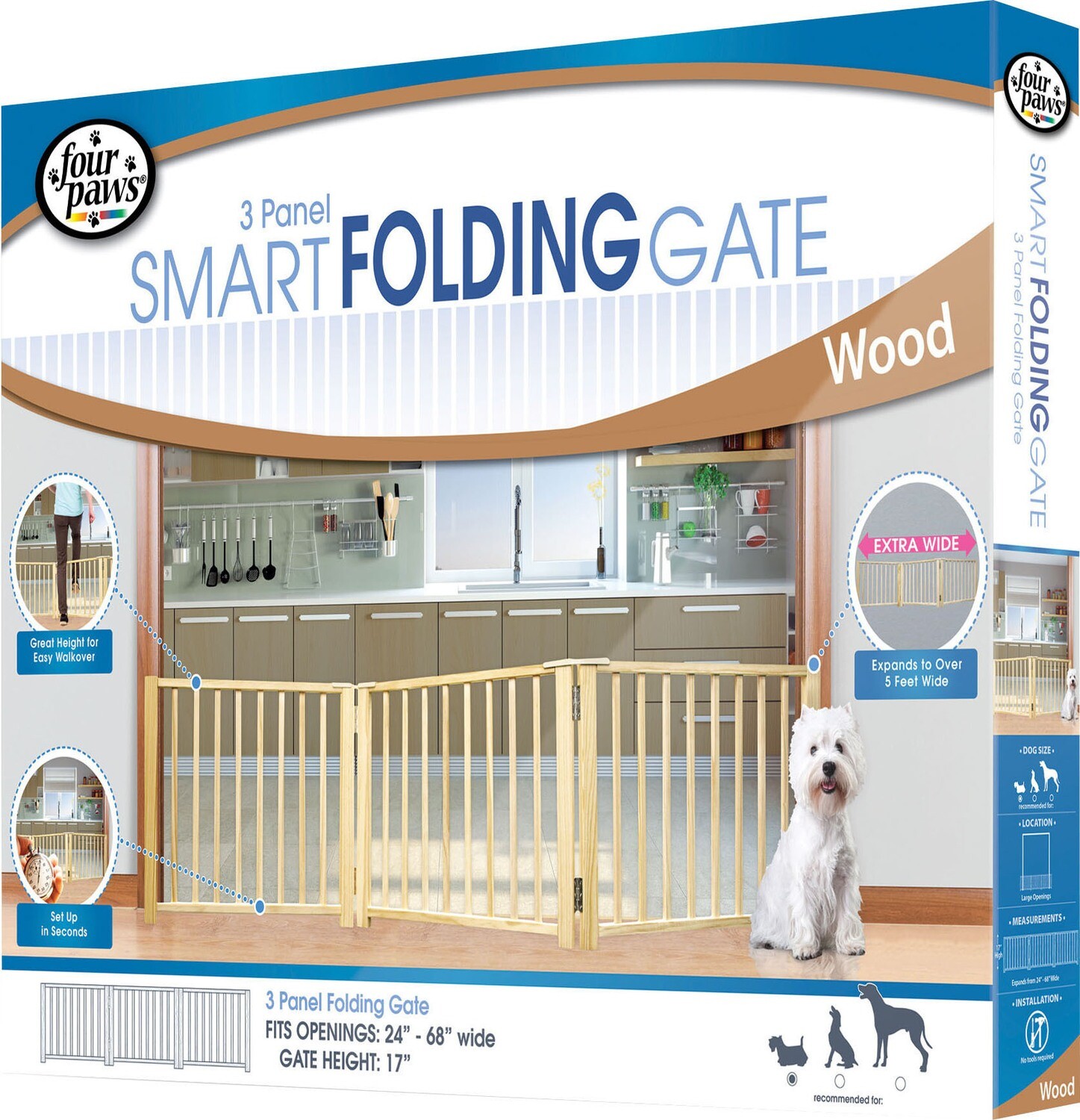FP GATE WOOD FREE STANDING 3 PANEL 24-68" X 17 H