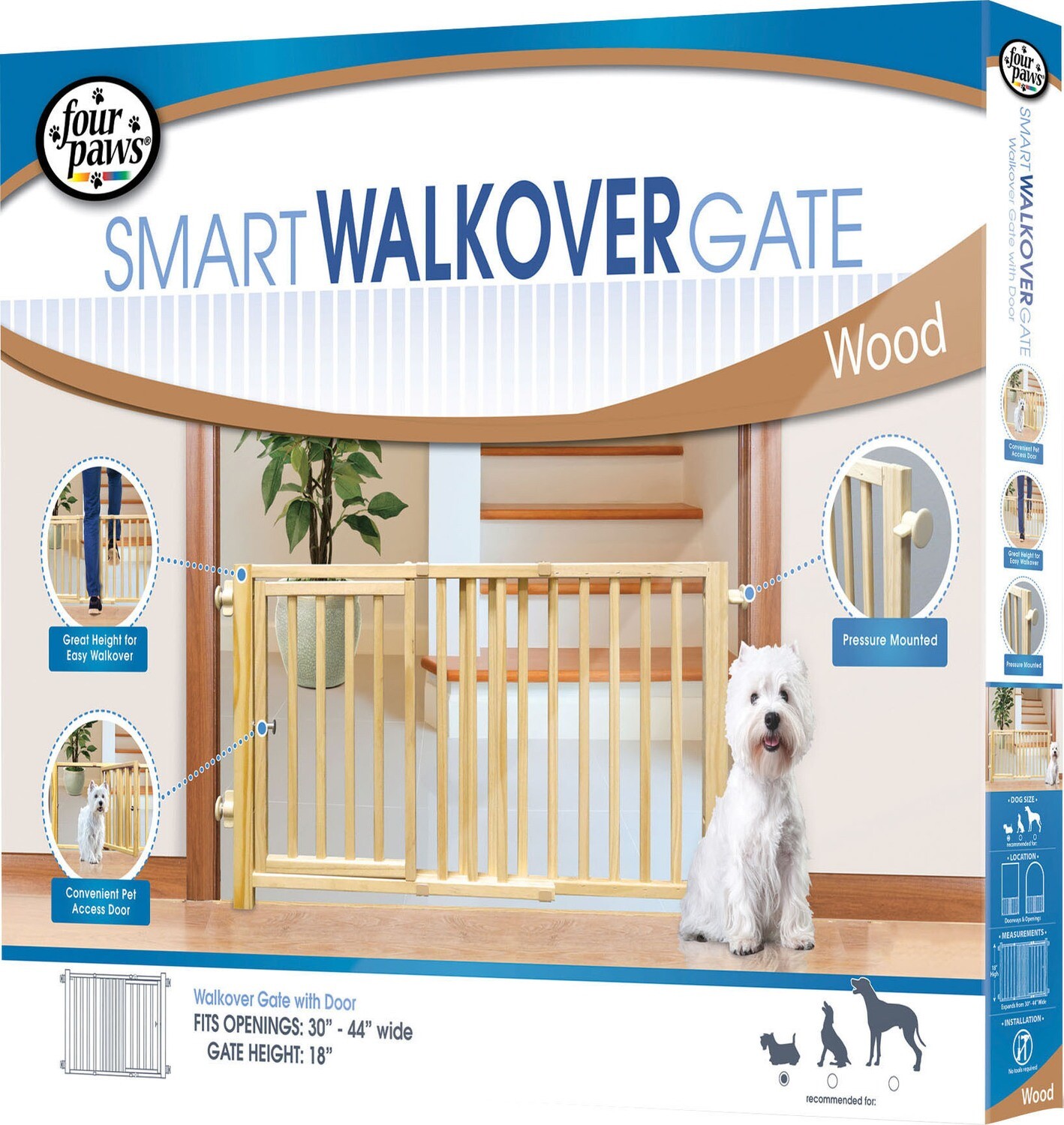 FP GATE WOOD WALK OVER W/DOOR 30-44" X 18"