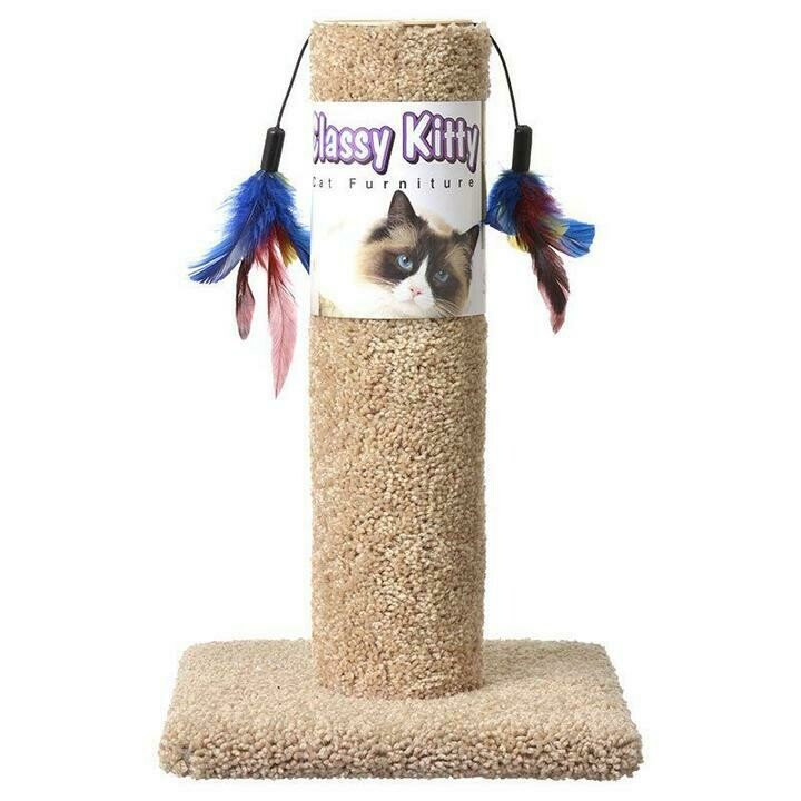 Classy Kitty Cat Post w/ Feather 17.5in