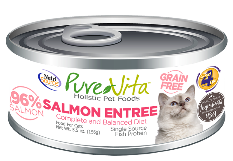 PURE VITA CAT GRAIN FREE SALMON ENTREE 5.5OZ CAN