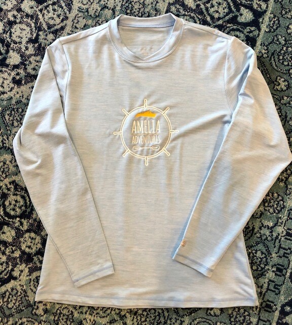 Malibu UPF 50 Solar Shirt Large Logo Heather Blue