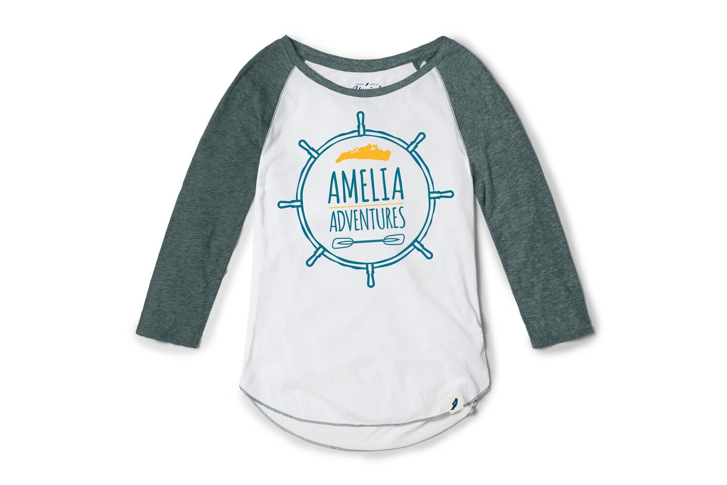Tri-blend 3/4 Sleeve Raglan White/Marine Blue