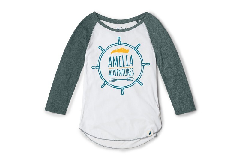 Tri-blend 3/4 Sleeve Raglan White/Marine Blue