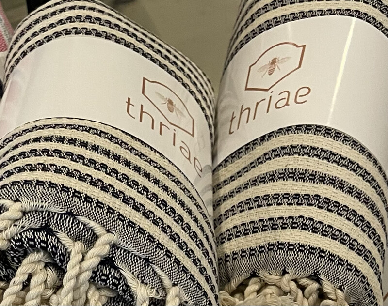 Thriae Peshtemal - Navy Stripe