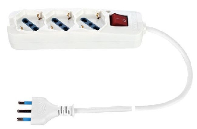 MULTIPRESA 3 POSTI C/INTERR. 1,5MT CAVO BIANCA