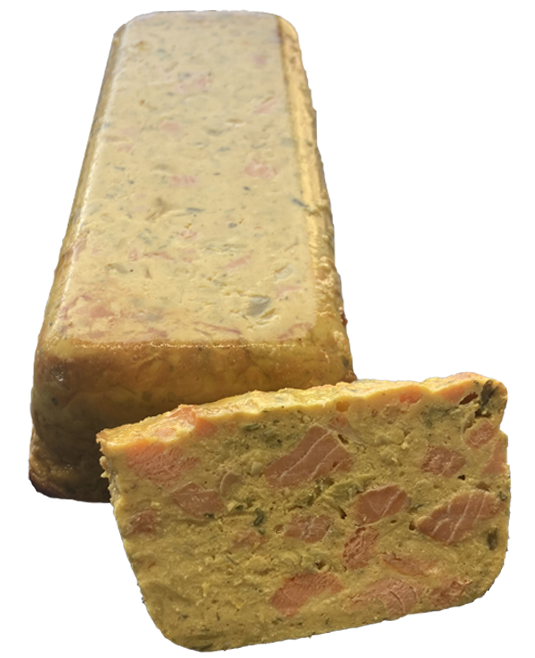 Terrine de truite saumonée de Vionnaz fumée à froid aux poireaux et au safran