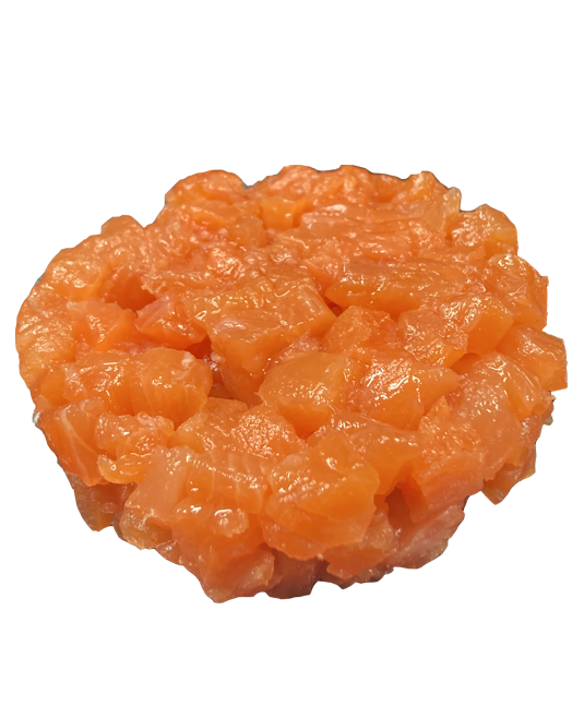 Tartare de truite de Vionnaz fumé à froid coupé au couteau