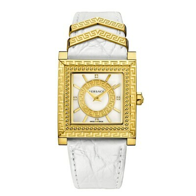 VERSACE Uhr Damen VQF01 0015 Gold-Edelstahl mit Lederarmband weiß VERSACE Uhr Damen VQF01 0015 Gold-Edelstahl mit Lederarmband weiß