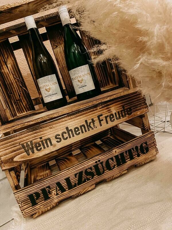 Holzkiste flambiert "Pfalzsücht!g"