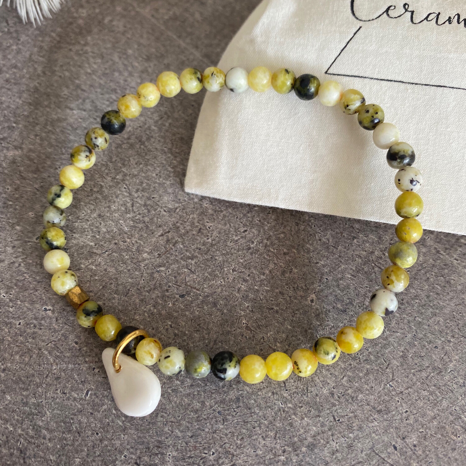 Bracelet perles vert goutte