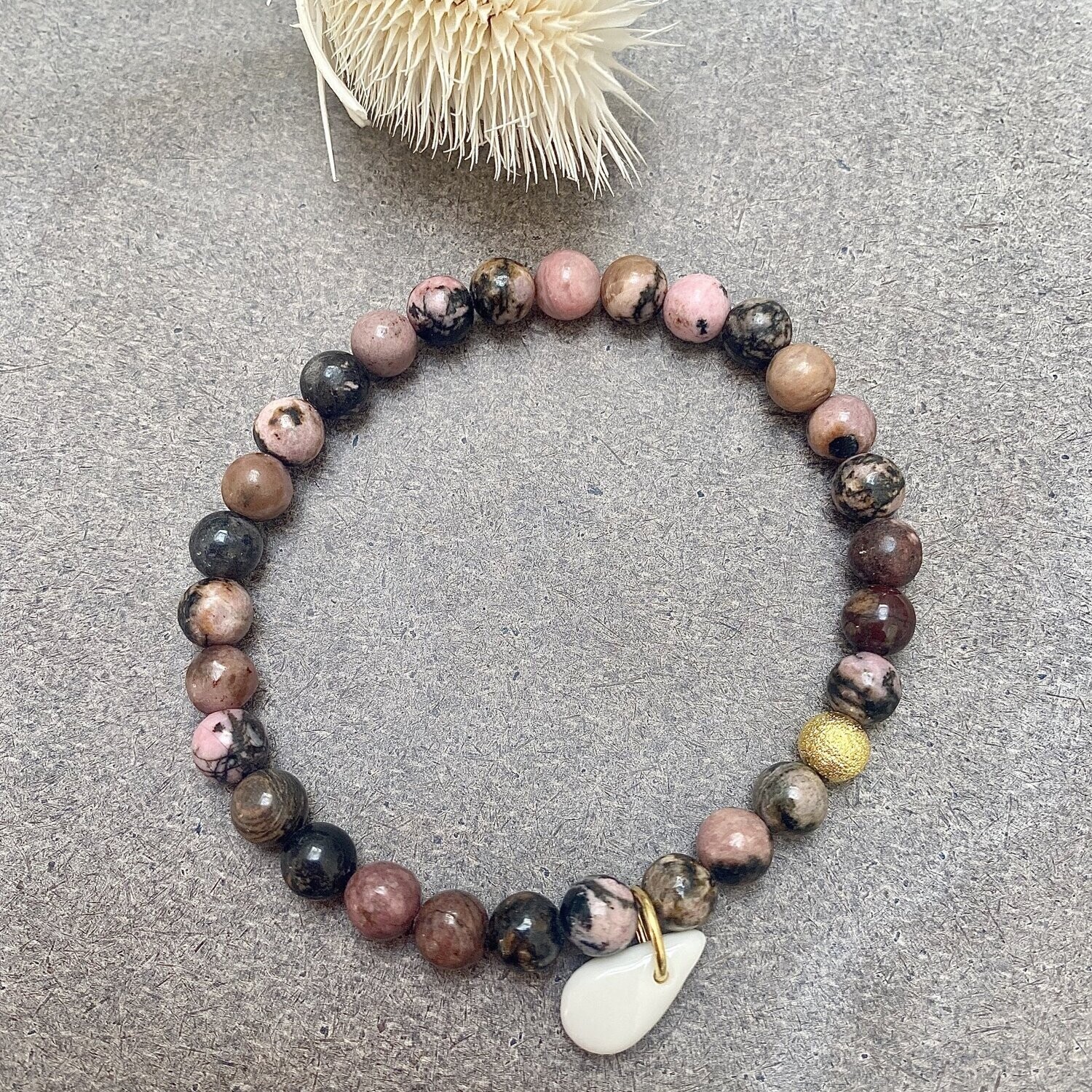Bracelet perles mauve goutte