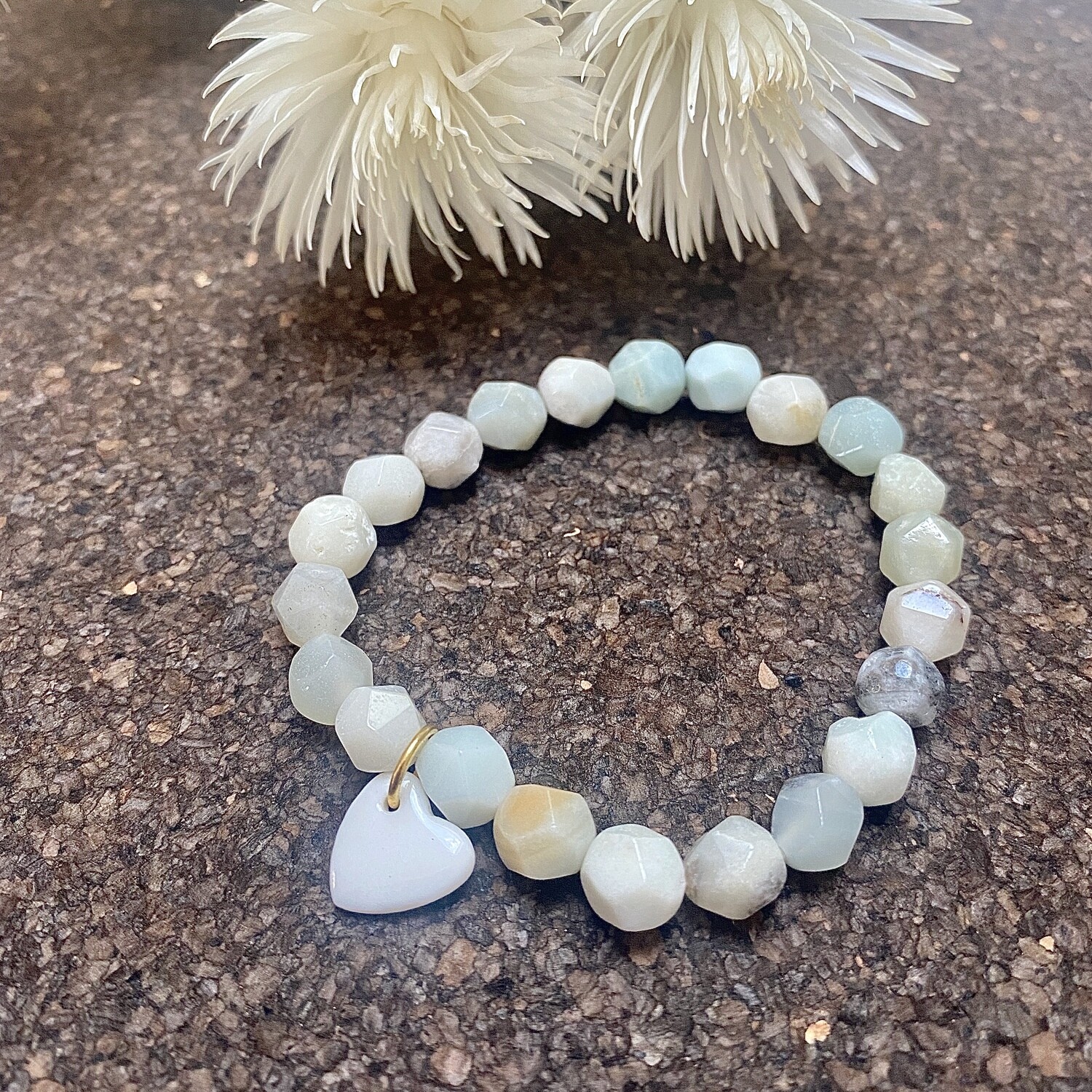 Bracelet grosses perles facettes coeur