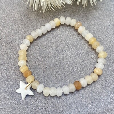 Bracelet grosses perles facettes étoile