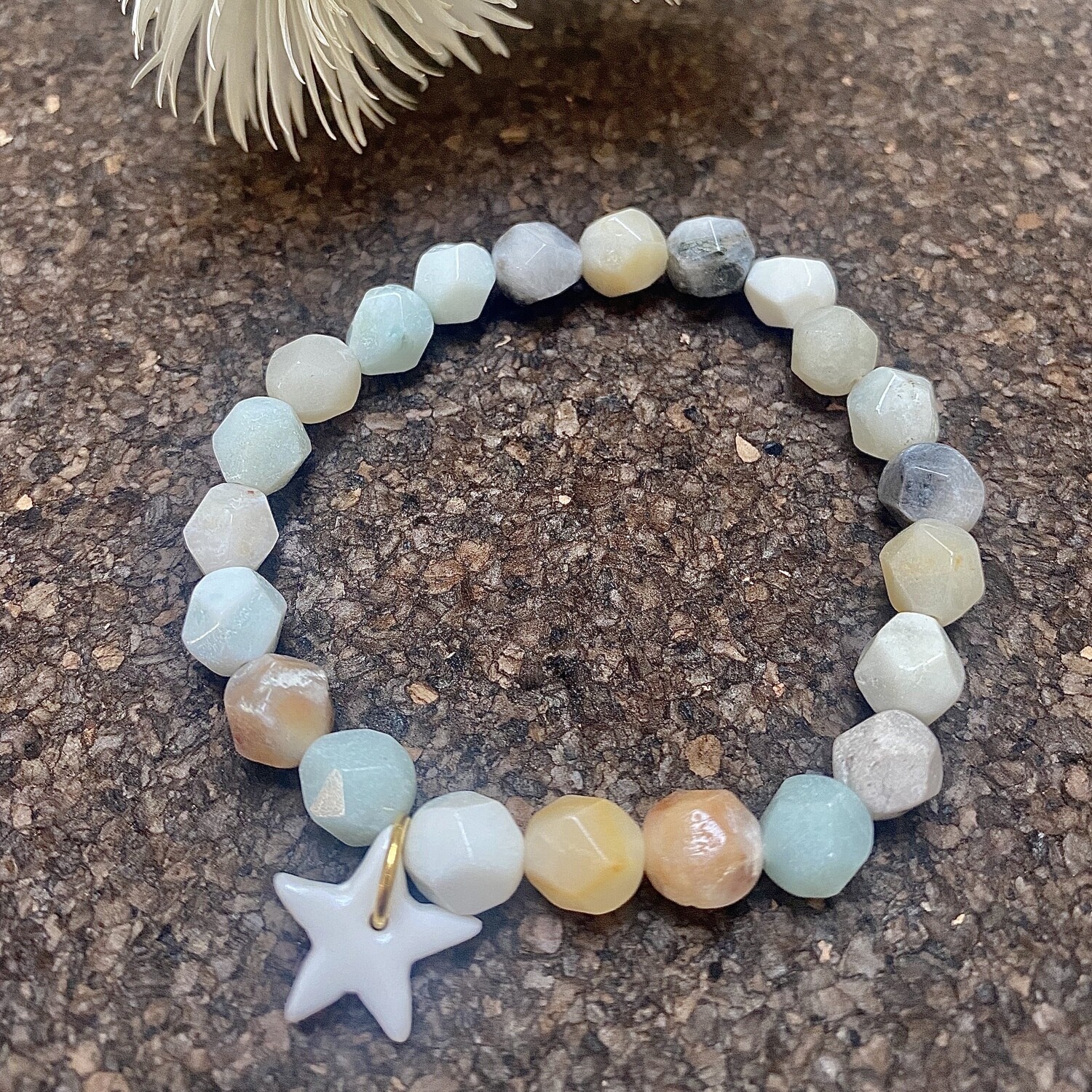 Bracelet grosses perles facettes étoile