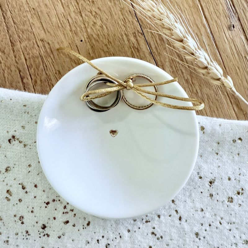 Coupelle porte-alliances en porcelaine - Coeur