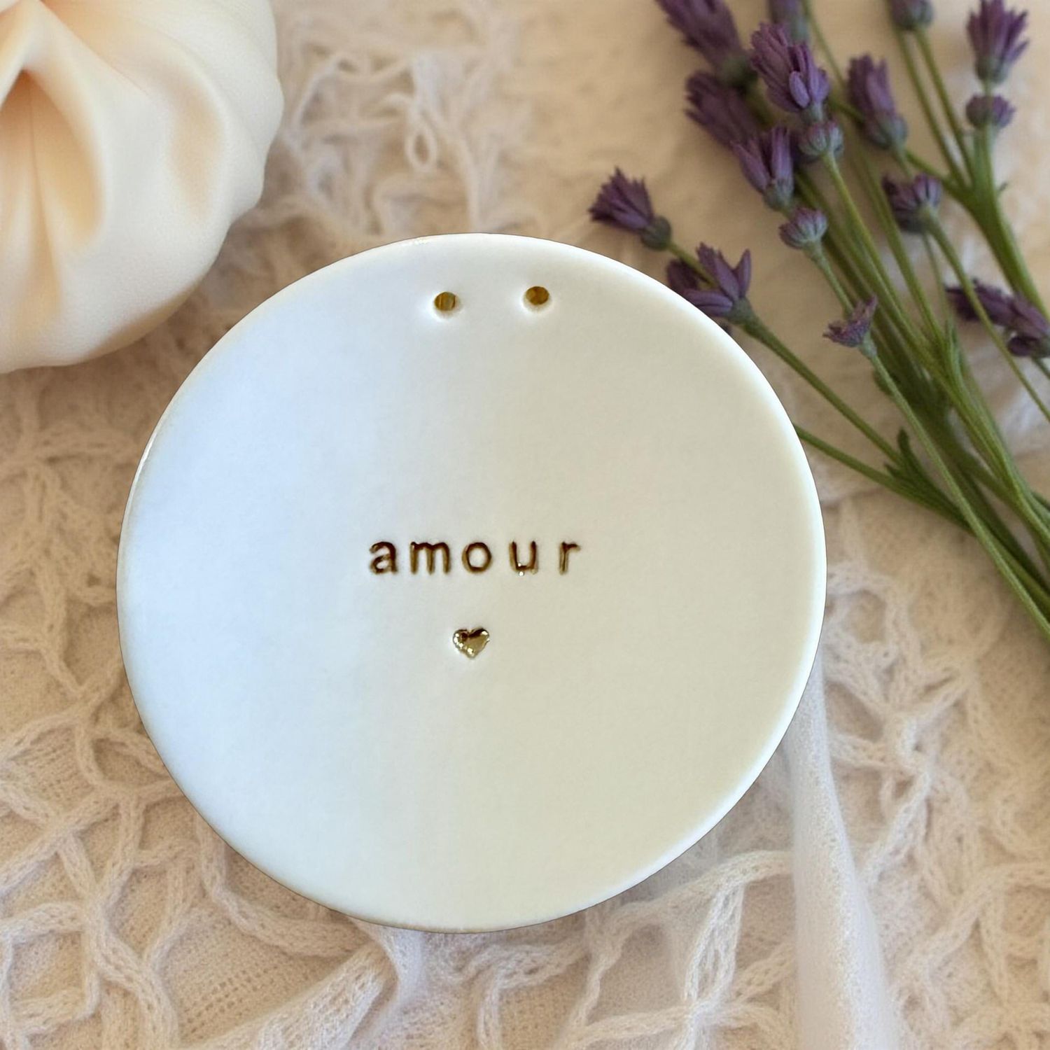 Coupelle porte-alliances en porcelaine - Amour