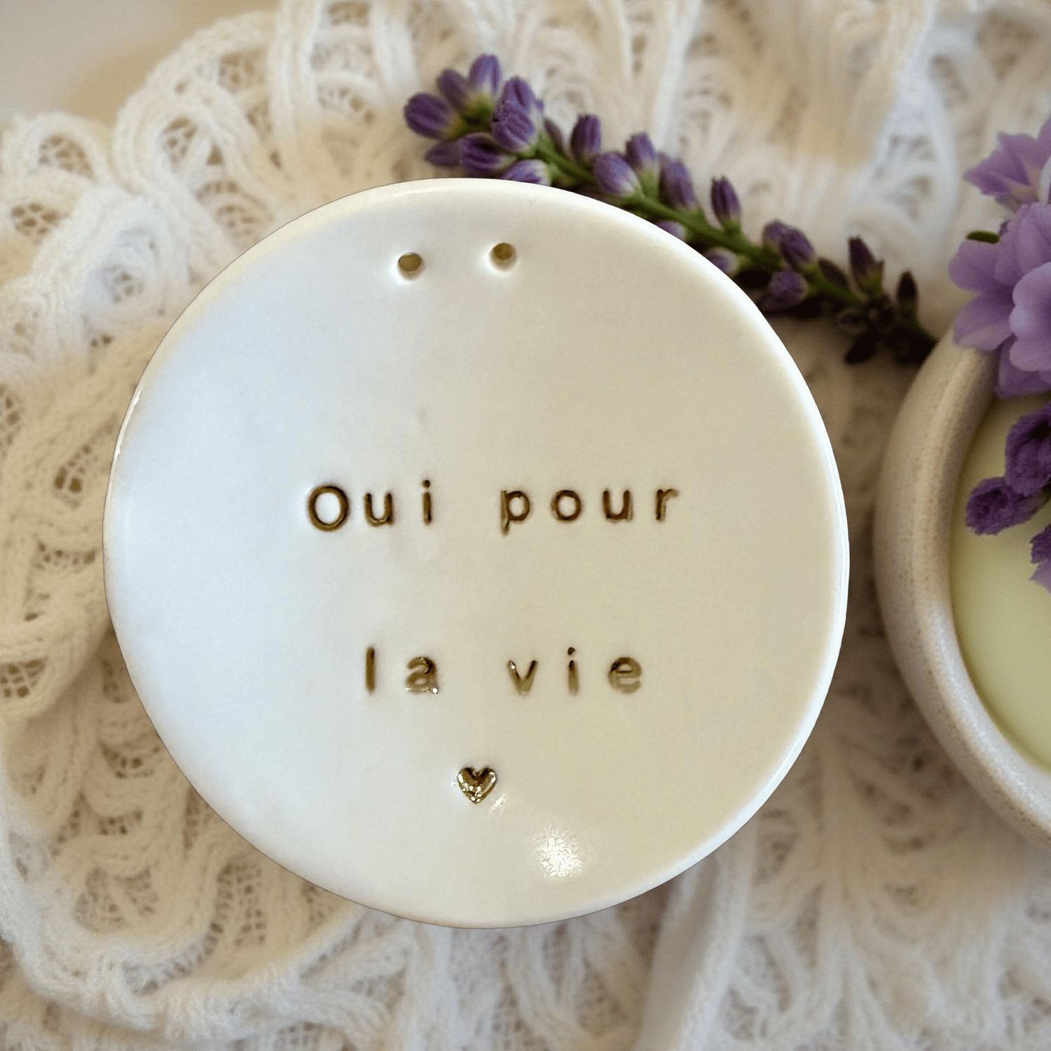 Coupelle porte-alliances en porcelaine - Oui pour la vie