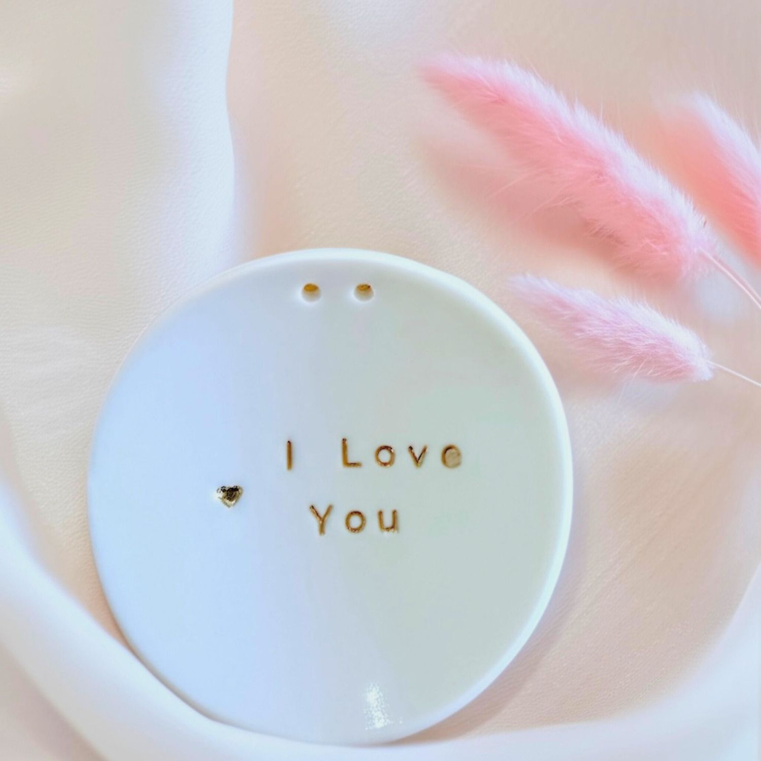 Coupelle porte-alliances en porcelaine - I Love You