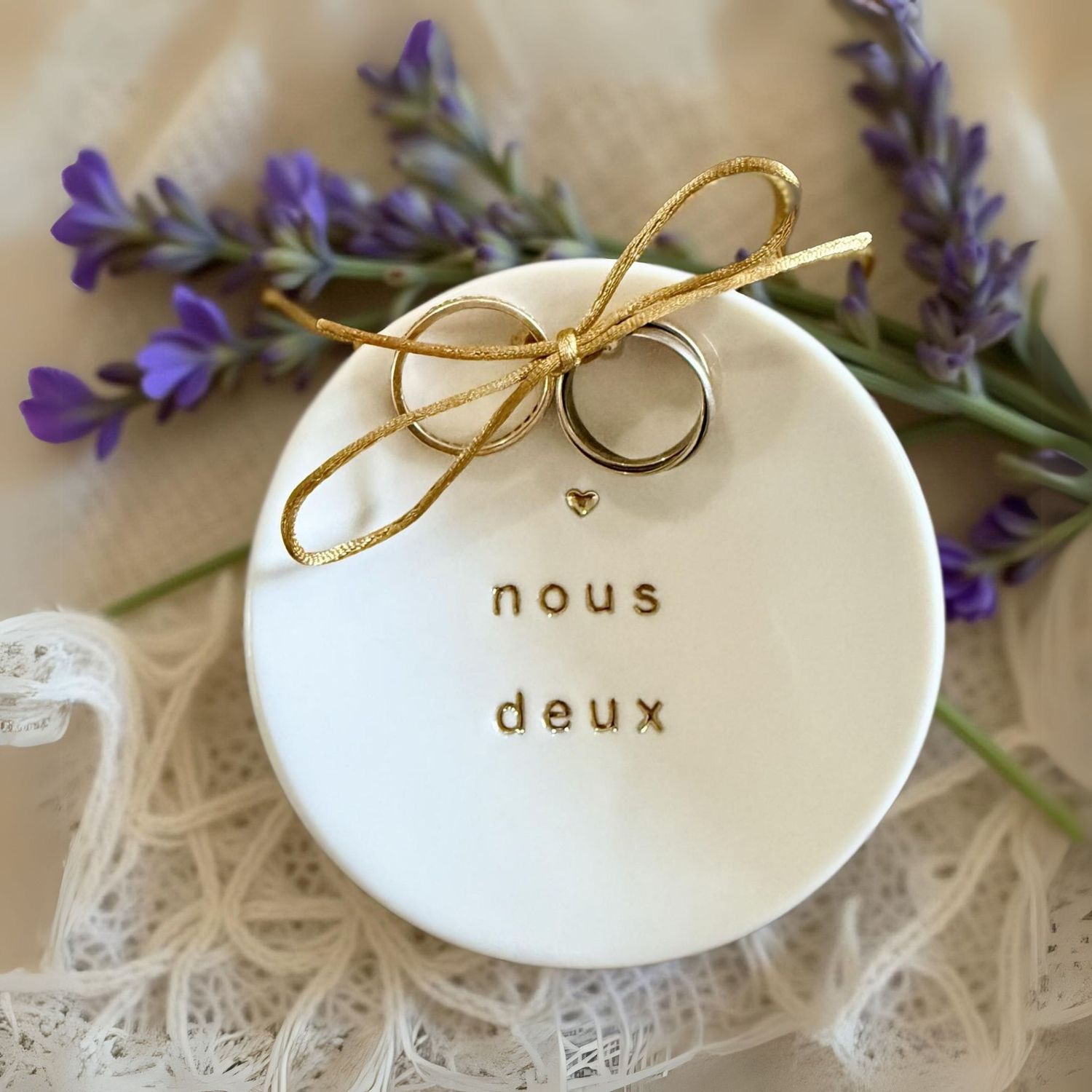 Coupelle porte-alliances en porcelaine - Nous Deux