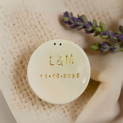 Coupelle porte-alliances en porcelaine - Initiales