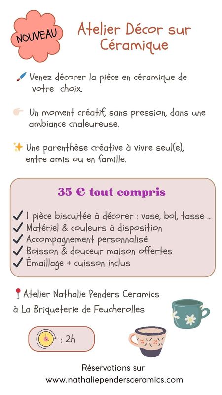 Décor sur Céramique - Samedi 19 juillet de 14h30 à 16h30