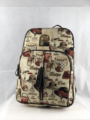 Hats/shoes print Tapestry backpack