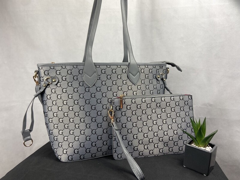 Handbag & purse set -
Grey / black