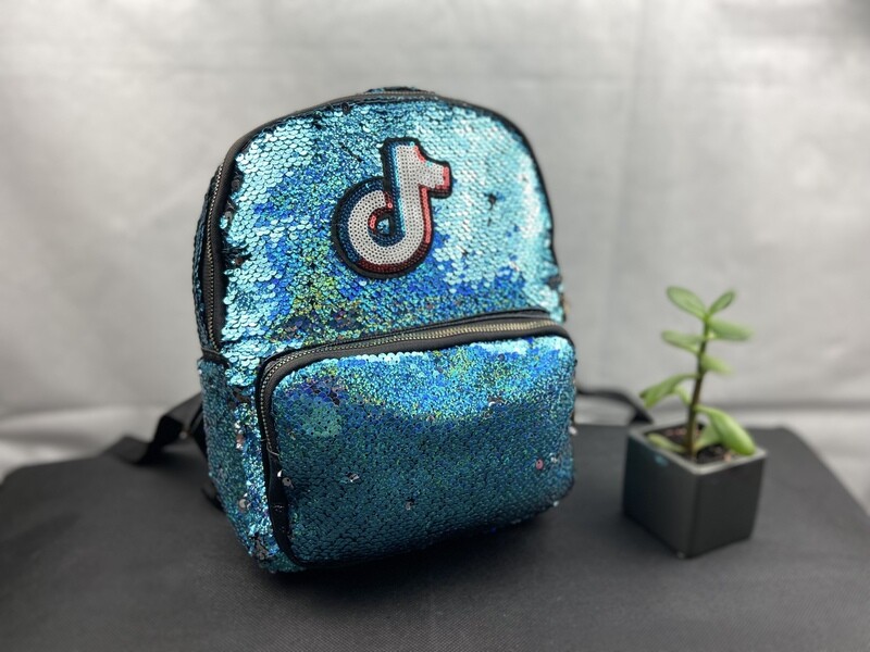 Colour change Sequin Tik Tok Backpack blue/silver