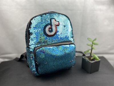Colour change Sequin Tik Tok Backpack blue/silver