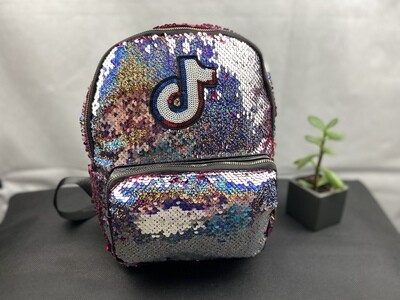 Colour change Sequin Tik Tok Backpack silver/pink