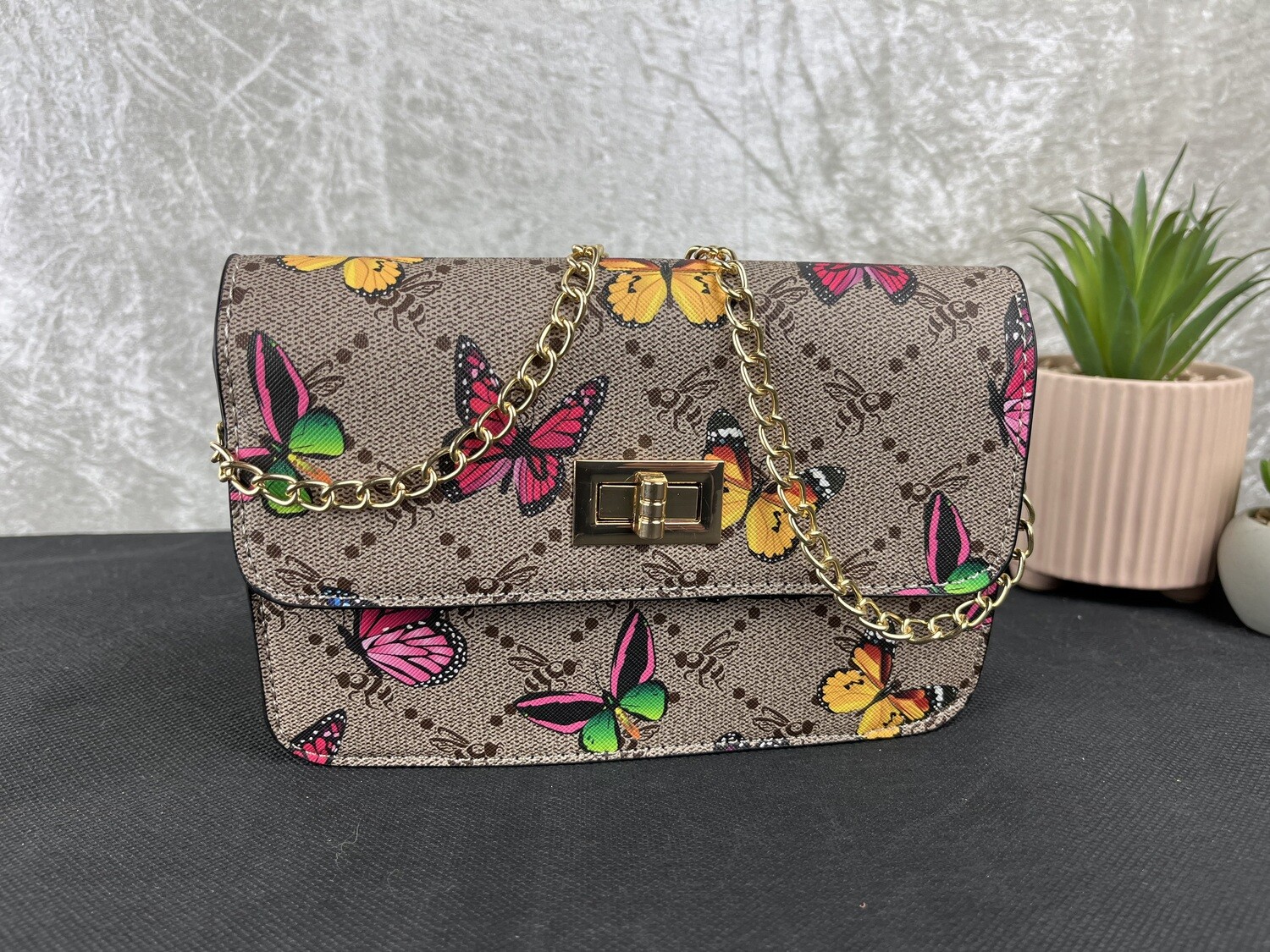 Multi butterfly print handbag