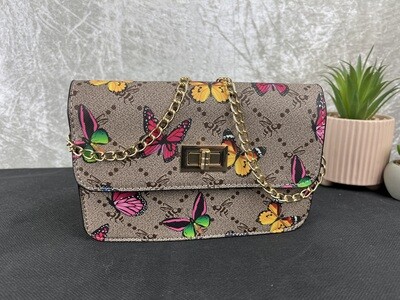 Multi butterfly print handbag