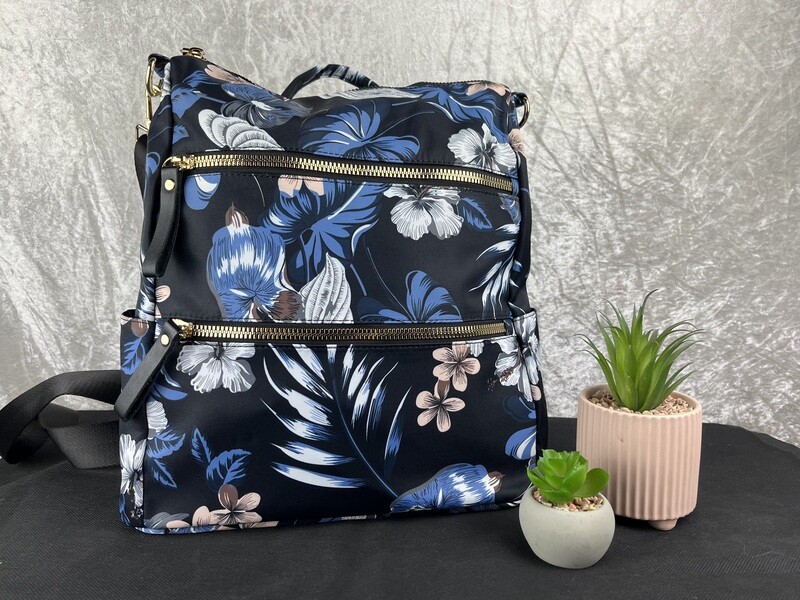 Blue floral backpack / handbag
