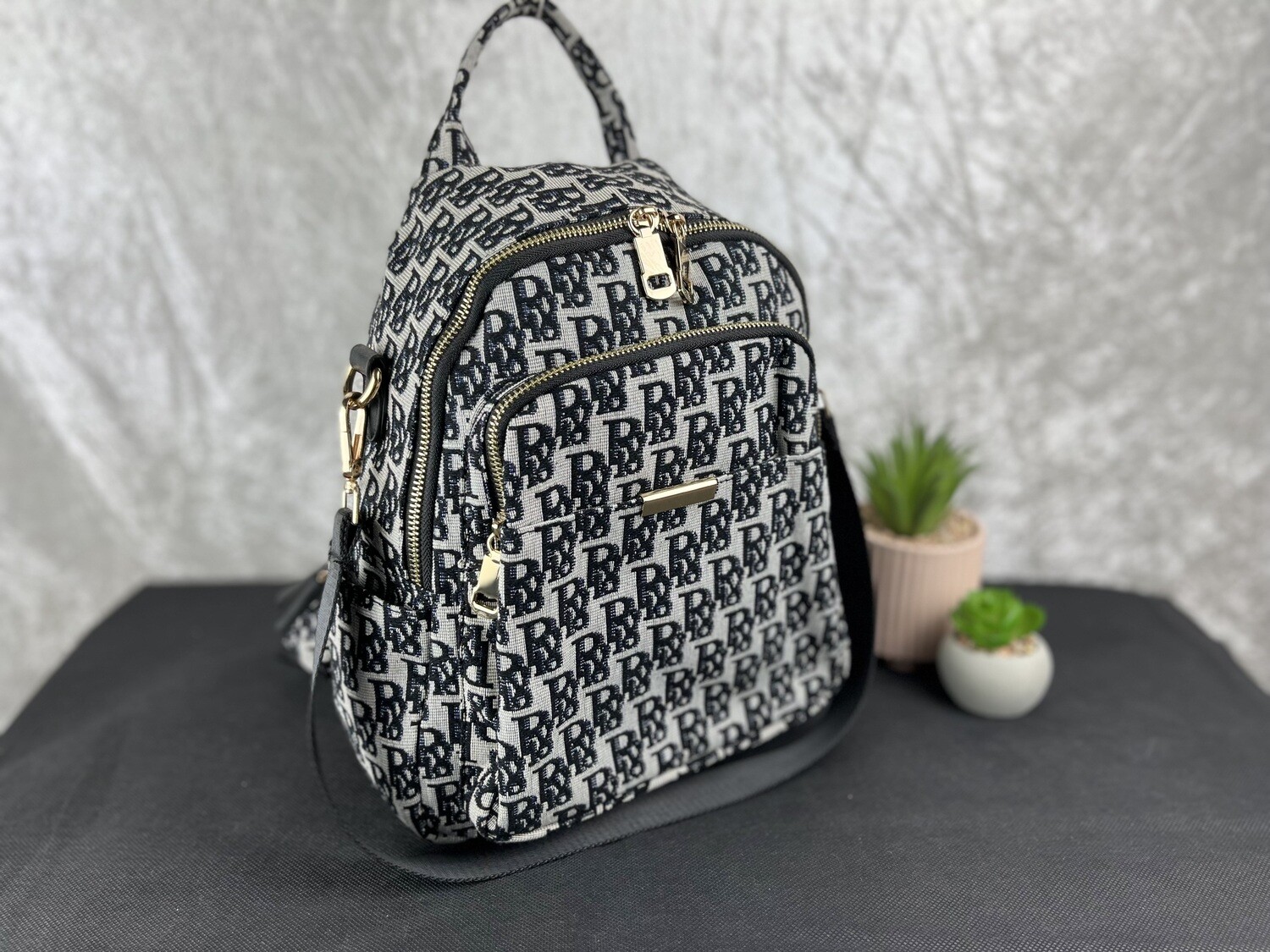 Black and grey fashion backpack