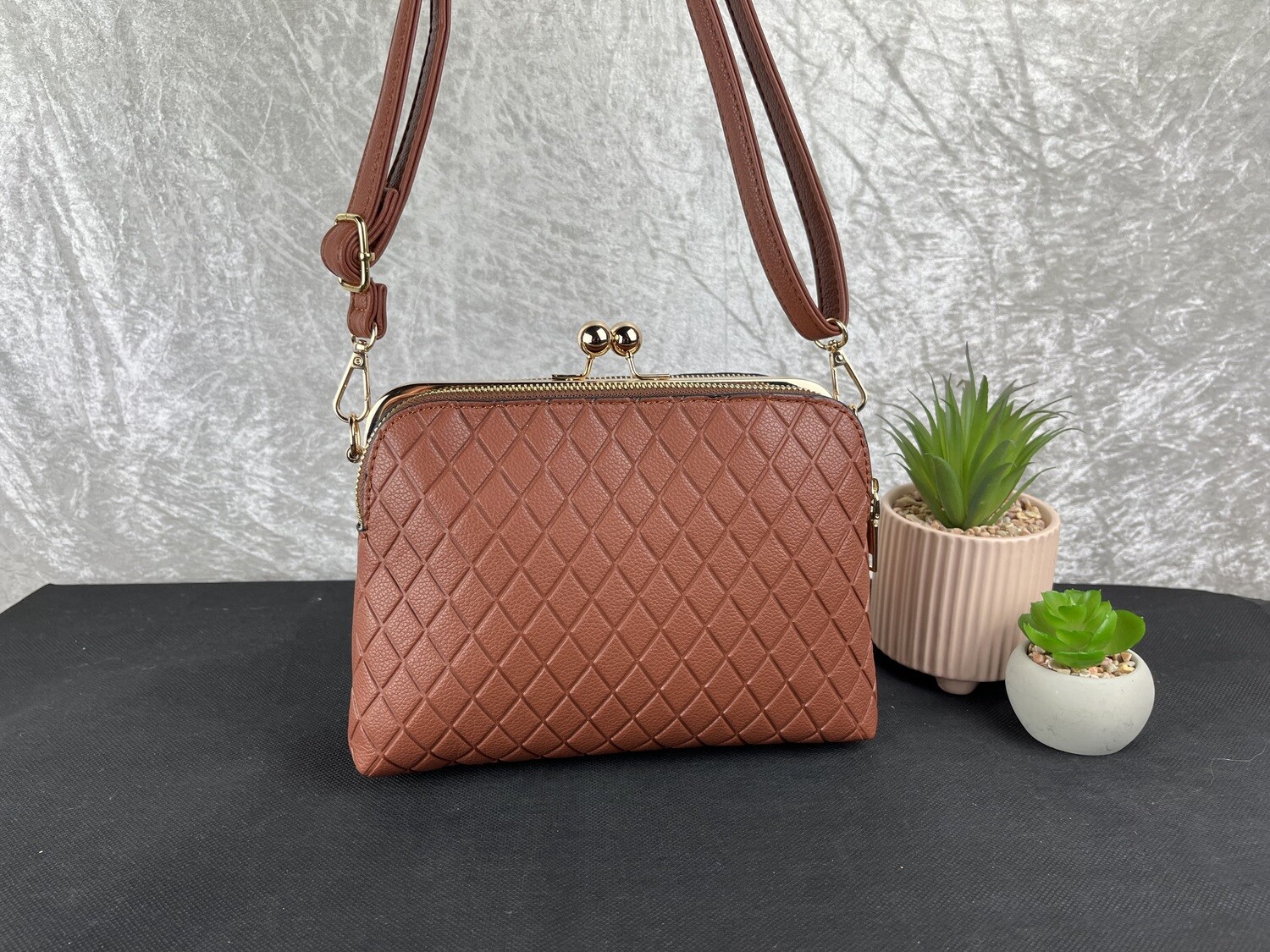 Tan fashion handbag