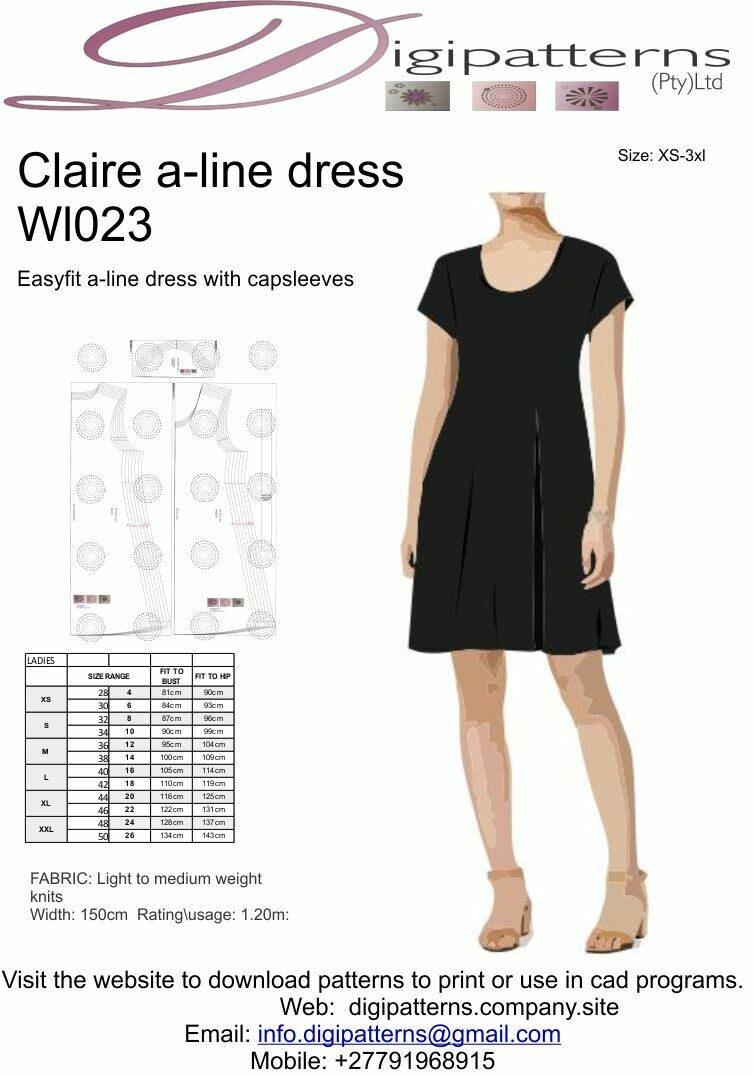 WL023_ALINE DRESS_Shortsleeve-PDF-Size XS-4XL, nested