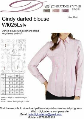 WL025_LONGSLEEVEBLOUSE DARTED, PDF NESTED SIZE 28-44