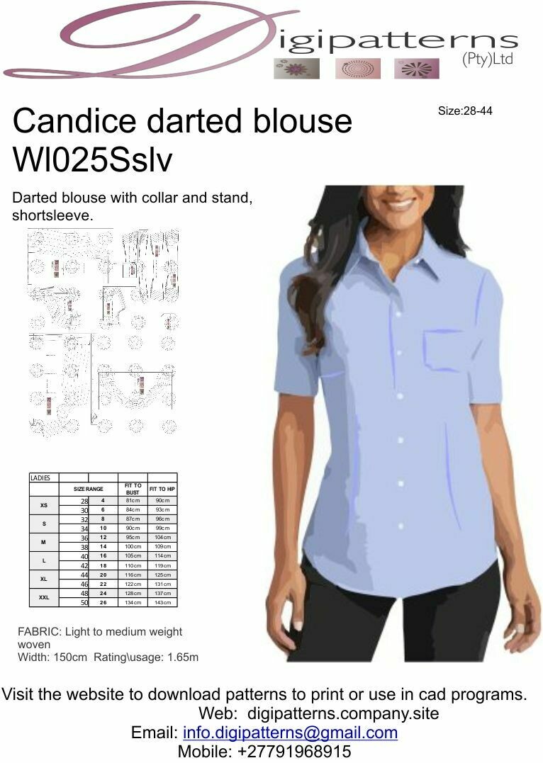 WL026_Darted Blouse, Collar and Shortsleeve PDF Nested