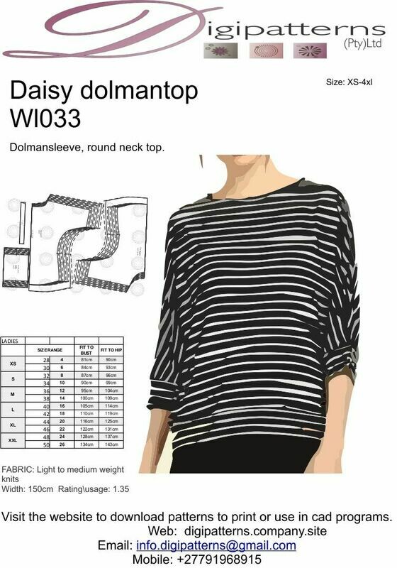 WL033_Dolmansleeve, with cuff and roundneck, PDF, Nested, Size XS-3xl