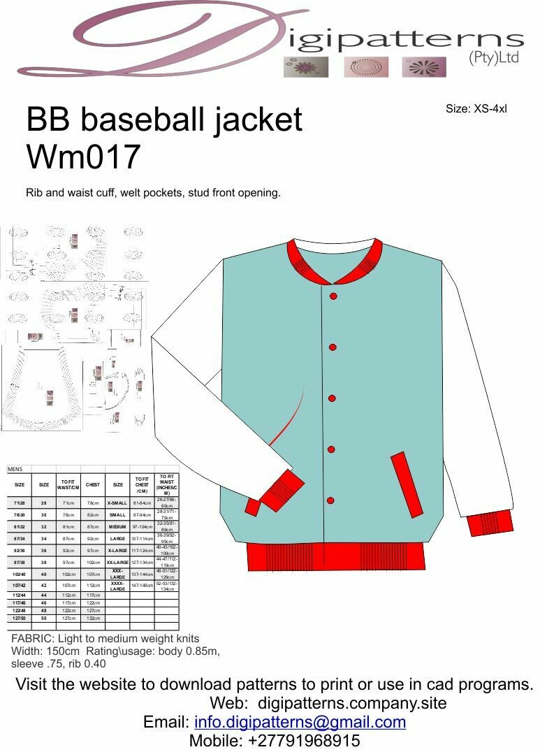 WM017_Baseball jacket, weltpockets,stud opening,rib cuff and hem_PDF_XS-4L