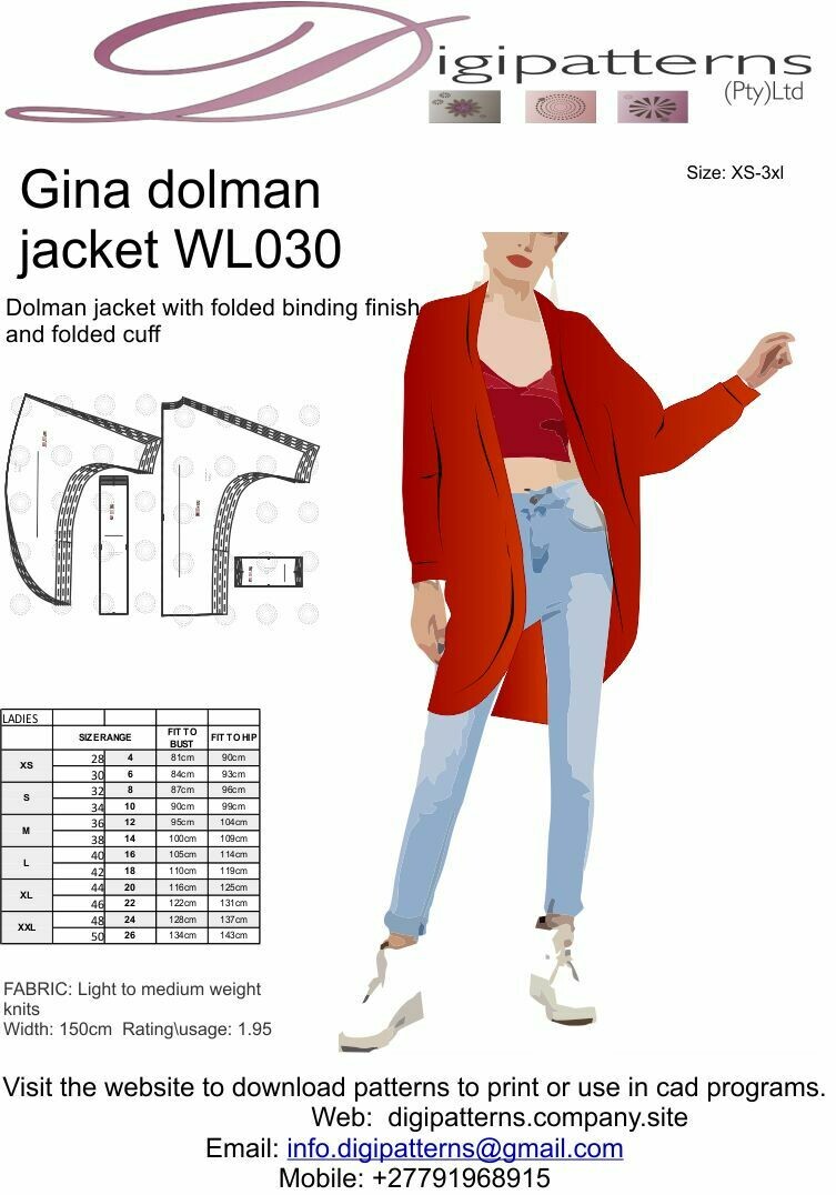 WL030-Batwing jacket and cuff-PDF-NESTED-size XS-4XL