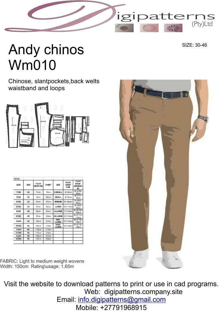 WM010-Mens Chinos, Slant pockets, back welts -30-46_PDF_nested