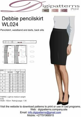 WL024_PENCILSKIRT, BACK VENT DARTS PDF 30-44 SIZES