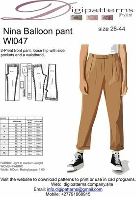 WL047_Balloon pant, loose hips, and waistband with side pocket
